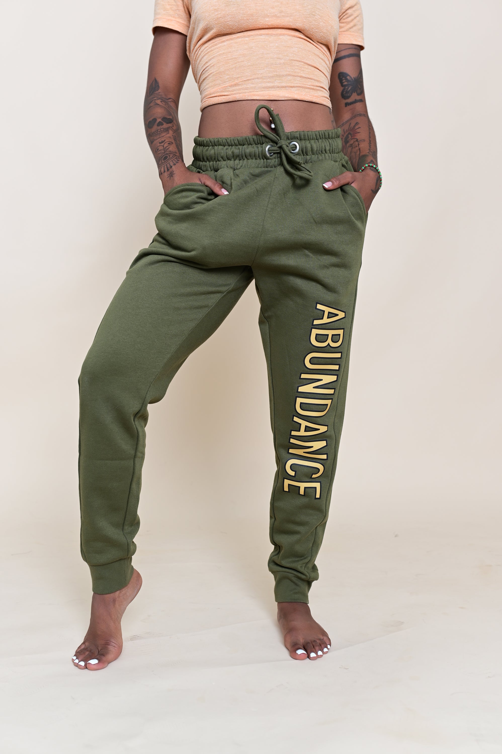 “Ladies Yoga Fitted Jogger” Olive/Gold