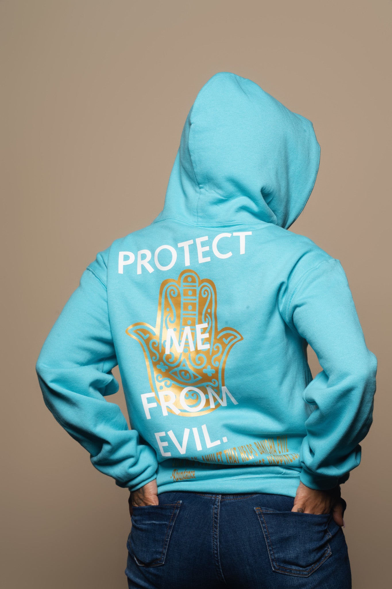 "PROTECT ME FROM EVIL" Scuba Blue/Gold